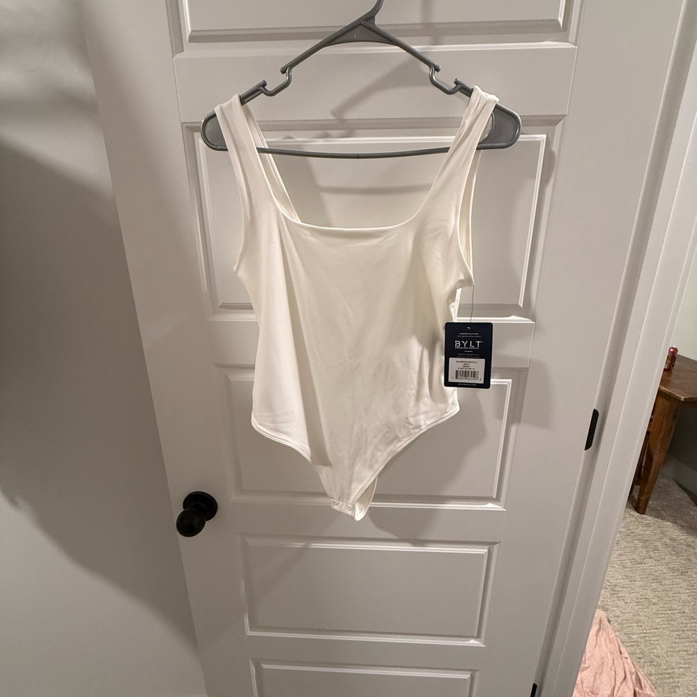 Women's Bylt Square Neck White Bodysuit